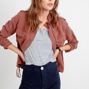 Rails Revolve Collins Burgundy Rust Utility Snap Zip Cinching Tencel Jacket
